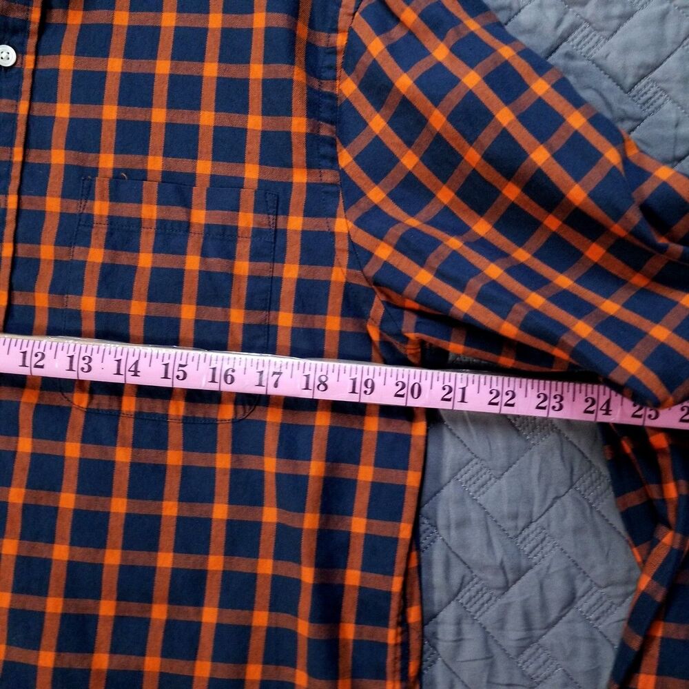 Banana Republic Shirt Mens Medium Red/Blue Plaid Button Up Untucked Fit Dark - Picture 6 of 9